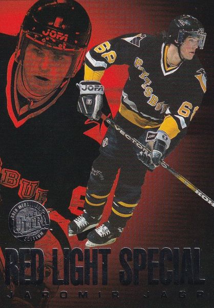 insert karta JAROMÍR JÁGR 95-96 Fleer Ultra Red Light Special Gold Medallion číslo 4 of 10